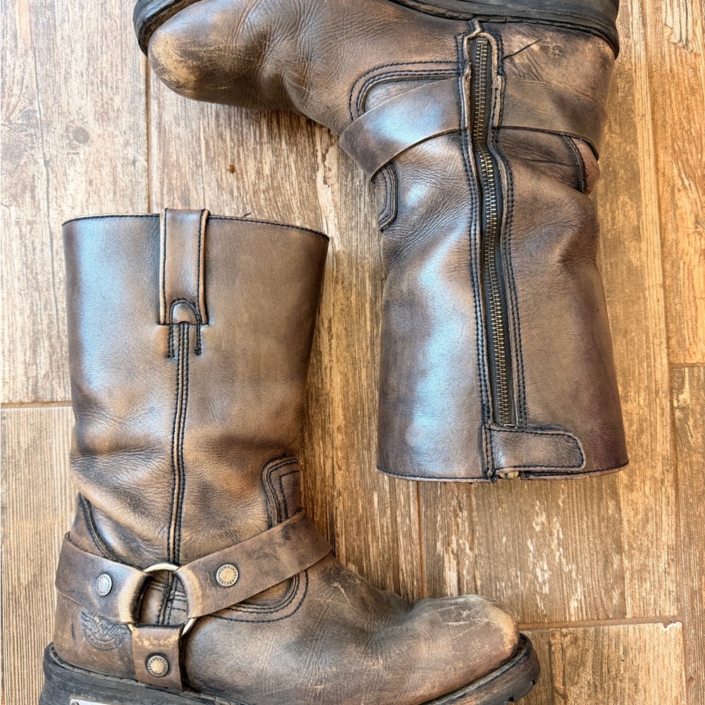 Milwaukee Leather 9361 Women's Distress Brown Classic Motorcycle Harness Boots